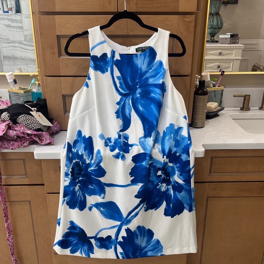 Ralph Lauren Blue and White Floral Dress